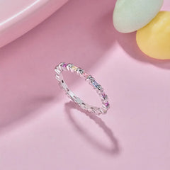 Aetolia New Arrival Hot Products S925 Sterling Silver Ring Rainbow Colorful Pink Diamond Cz Cubic Zirconia Rings Jewelry Women