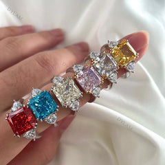 Aetolia Supply No MOQ Super Sparkling Crystal Rhodium Plated Birthstone Eternity Rings S925 Bridal Promised Engagement Rings