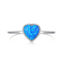 Aetolia Simple cubic zirconia Jewelry 925 Sterling Silver White Gold Plated Heart Shape White Natural Opal Rings For Women Girls