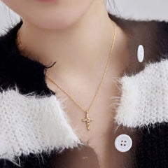 Aetolia Women 925 Sterling Silver Jewelry 18K Gold Religious Irregular 5A Diamond Zirconia Texture Cross Pendant Necklace for women