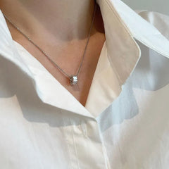 Aetolia Joya De Plata Pendant Women Layer Pearl Necklaces Zirconia Jewelry 18K Gold Plated 925 Sterling Silver Smile Flower Necklace