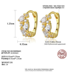 Aetolia 925 Sterling Silver 18K Gold Plated Pear CZ Diamond Round Hoop Earrings SE20090601