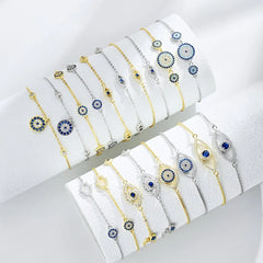 Aetolia Cubic Zirconia Blue Devil Eye Bracelet 925 Sterling Silver Jewelry 18K Gold Tennis Diamond Charm Bracelets Women