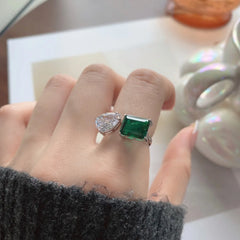 Aetolia Custom 5A CZ Cubic Zirconia Emerald Stone Green Engagement Ring Diamond 925 Sterling Silver jewelry Gold Wedding Rings For Women