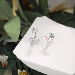 Aetolia New Arrival Hypoallergenic Nickel Free 925 Sterling Silver Earring Kid Children 5A CZ Cubic Zirconia Tiny Cross Stud Earrings