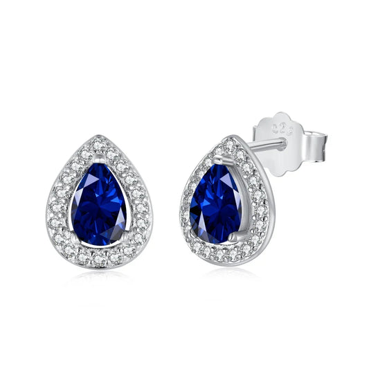 Aetolia Good Price Fine S925 Silver Cz Jewelry Set Pear Flower Shape Stud Earrings Pendant Necklaces Blue Sapphire Rings For Women