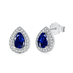 Aetolia Good Price Fine S925 Silver Cz Jewelry Set Pear Flower Shape Stud Earrings Pendant Necklaces Blue Sapphire Rings For Women