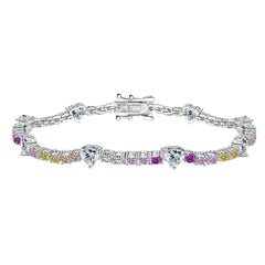 Aetolia Heart Butterfly Rainbow Pink Stone Adjustable S925 Sterling Silver Bracelets Women CZ Tennis Bracelet Femme Jewelry Set