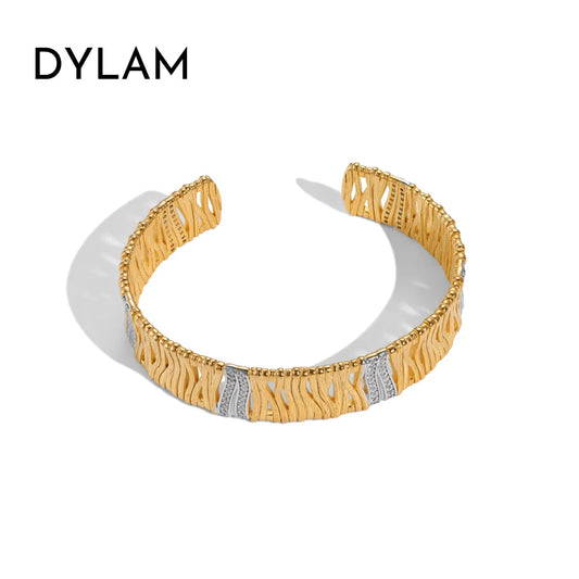 Aetolia High Quality Exaggerated Geometric Hollow S925 Sterling Silver Wrist Band Irregular Cuff Bracelets Bangles For Women