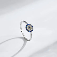 Aetolia 925 Sterling Silver Ring Band Blue Devil Eyes Design Blue Eyes Jewelry Gift Rings Plata 925 Joyas De Anillo For Women