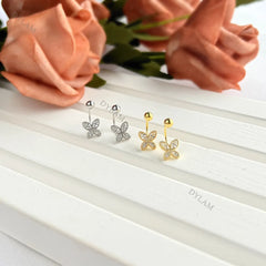 Aetolia fashion silver zircon screwback Kids stud earrings luxury clip on gold plated jewelry popular butterfly earrings