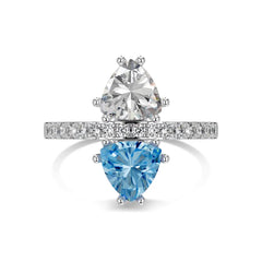 Aetolia 925 Sterling Silver High-End Design Double Stone Blue Ruby Cz Cubic Zirconia Ring Wedding Engagement Rings For Women