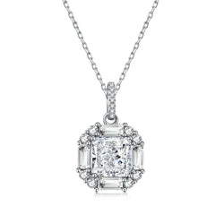 Aetolia Heart Square Shape Pink Cubic Zirconia 925 Sterling Silver Wedding Chunky Necklace Jewelry Bridal Pendants Sets For Women