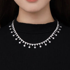 Aetolia New Arrival S925 Sterling Silver Necklace Big Cz Cubic Zirconia Chain Link Water Drop Round Diamond Pendant Necklaces For Women