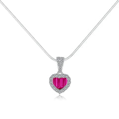 Aetolia Wholesale Price Trendy Fine Jewelry Heart Shape Necklace Wedding Elegant Gift Ruby Green Cz Zirconia Heart Pendants For Women