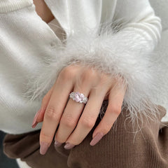 Aetolia Custom S925 Sterling Silver 5A Cz Stone Pink Heart Ring High Quality Luxury Engagement Wedding Diamond Rings Jewelry Women