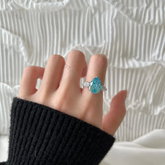 Aetolia Luxury High Carbon Diamond Pink Blue Topaz Promise Pear Cut Engagement Wedding colorful Sterling Silver 925 zircon rings