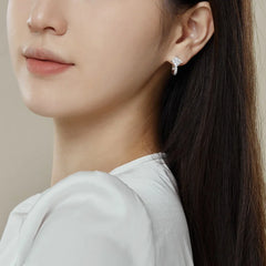 Aetolia Wholesale Accessories S925 Sterling Silver Cz Cubic Zircon Square U Type Stud Earrings For Women Girl Hoop Diamond Earring