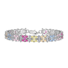 Aetolia Boho Rainbow Pink Stone Adjustable S925 Sterling Silver Bracelet For Women Cubic Zircon Tennis Bracelets Rings Jewelry Set