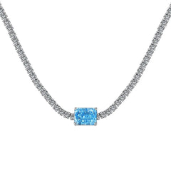 Aetolia Low Moq Vintage CZ Cubic Zirconia Pink Blue Square Heart Pendant 925 Sterling Silver Cuba Chain Link Tennis Necklaces For Women