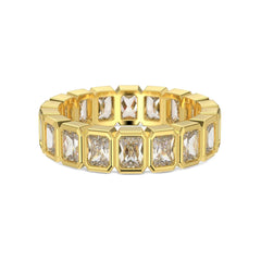 Aetolia 925 Sterling Silver 18K Gold Plated Rectangular Diamond Ring Wedding Engagement Baguette Eternity Band Rings Jewelry Women