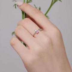 Aetolia Oem Bear Adjustable Open 925 Sterling Silver Ring Radiant Heart Twist Beautiful Oval Cz Zirconia Pink Opal Rings For Women