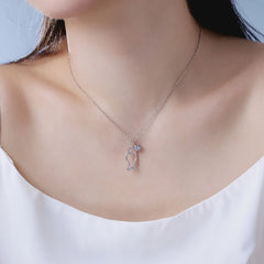 Aetolia Trendy 18K Gold Hollow Fish Necklace S925 Sterling Silver Cubic Zirconia Pendant Necklaces Jewelry For Women Gifts
