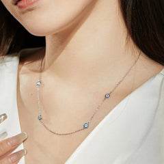 Aetolia Fine Jewelry Brand Blue Stone Diamond Choker 925 Sterling Silver Women Jewelry Gold Plated 18K Devil Eyes Necklace Jewellery