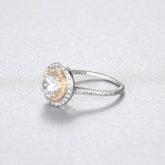 Aetolia 925 Sterling Silver 18K Gold Plated Round Pink Halo Engagement Wedding Ring SR20082220