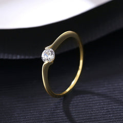 Aetolia 925 Sterling Silver 18K Gold Plated Simple Vintage Engagement Wedding Ring SR20060825