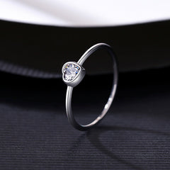 Aetolia 925 Sterling Silver 18K Gold Plated Minimalist Heart Bezel Set Solitaire Ring SR20071815