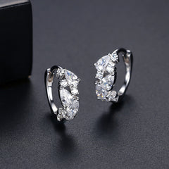 Aetolia 925 Sterling Silver 18K Gold Plated Pear CZ Diamond Round Hoop Earrings SE20090601