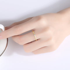 Aetolia 925 Sterling Silver 18K Gold Plated Minimalist Solitaire Ring SR20060820