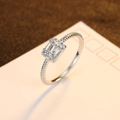 Aetolia 925 Sterling Silver 18K Gold Plated Rectangle Simulated Engagement Wedding Ring SR20071810