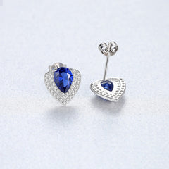 Aetolia 925 Sterling Silver 18K Gold Plated Pear Gemstone Heart Shaped Halo CZ Diamond Stud Earrings SE0360
