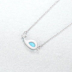 Aetolia 925 Sterling Silver Opal Necklace Whale CZ Diamond Opal Pendant Necklace SN20052805