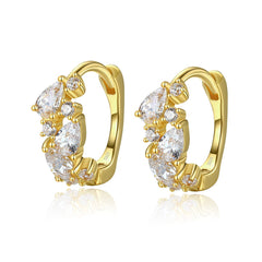 Aetolia 925 Sterling Silver 18K Gold Plated Pear CZ Diamond Round Hoop Earrings SE20090601