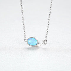 Aetolia 925 Sterling Silver Opal Necklace Whale CZ Diamond Opal Pendant Necklace SN20052805