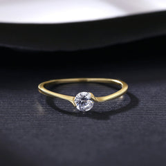Aetolia 925 Sterling Silver 18K Gold Plated Simple Vintage Engagement Wedding Ring SR20060825