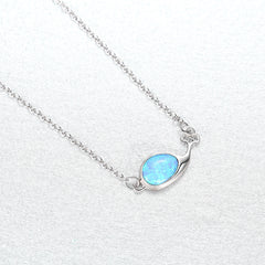 Aetolia 925 Sterling Silver Opal Necklace Whale CZ Diamond Opal Pendant Necklace SN20052805