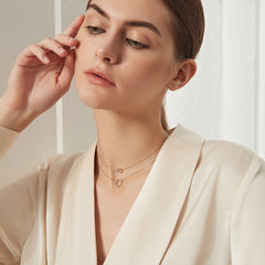 Aetolia 925 Sterling Silver 18K Gold Plated Double Layer Colorful Circle CZ Diamond Pendant Necklace SN549