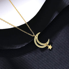 Aetolia 925 Sterling Silver 18K Gold Plated Crescent Moon Pendant Necklace SN20060938