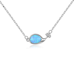 Aetolia 925 Sterling Silver Opal Necklace Whale CZ Diamond Opal Pendant Necklace SN20052805