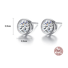 Aetolia 925 Sterling Silver 18K Gold Plated Round Bezel Set Solitaire Stud Earrings SE0017