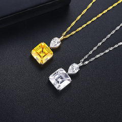 Aetolia 925 Sterling Silver 18K Gold Plated Geometry Square CZ Diamond Pendant Necklace SN20082211