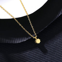 Aetolia 925 Sterling Silver 18K Gold Plated 8 Prongs Round Solitaire Pendant Necklace SN20061304