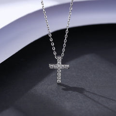 Aetolia 925 Sterling Silver 18K Gold Plated Halo CZ Diamond Cross Pendant Necklace LLN-021