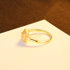 Aetolia 925 Sterling Silver 18K Gold Plated Pink CZ Diamond Halo Square Ring SR20082214