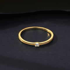 Aetolia 925 Sterling Silver 18K Gold Plated Minimalist Solitaire Ring SR20060820