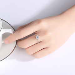 Aetolia 925 Sterling Silver 18K Gold Plated Rectangle Simulated Engagement Wedding Ring SR20071810